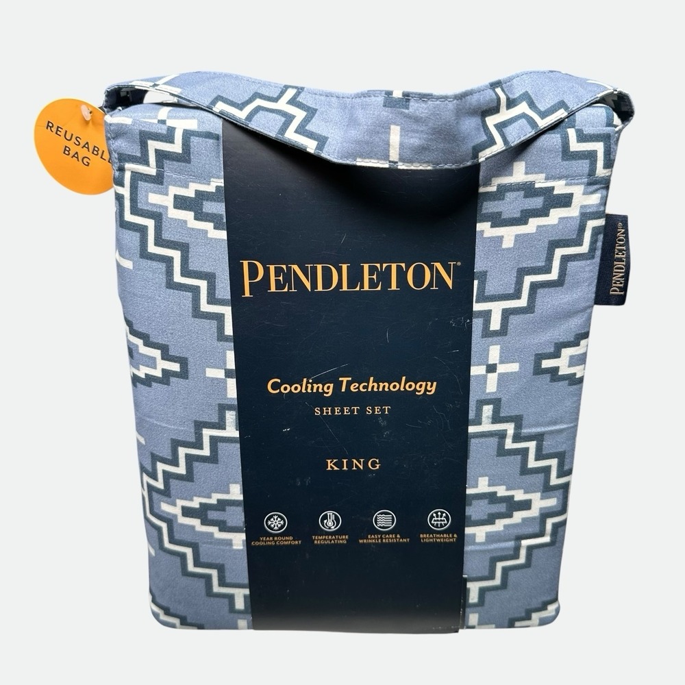 New Pendleton King Sheet 4pc Set Dusty Blue Otero Cooling Technology Breathable